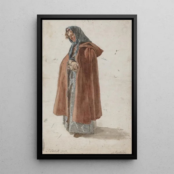 Joshua Cristall - Young Woman In A Kerchief And Cloak At Hastings.webp