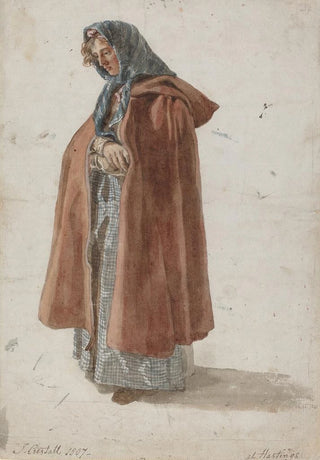 Joshua Cristall - Young Woman In A Kerchief And Cloak At Hastings.webp