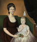 Elizabeth Beatty in abito scuro con Susan che tiene una fragola