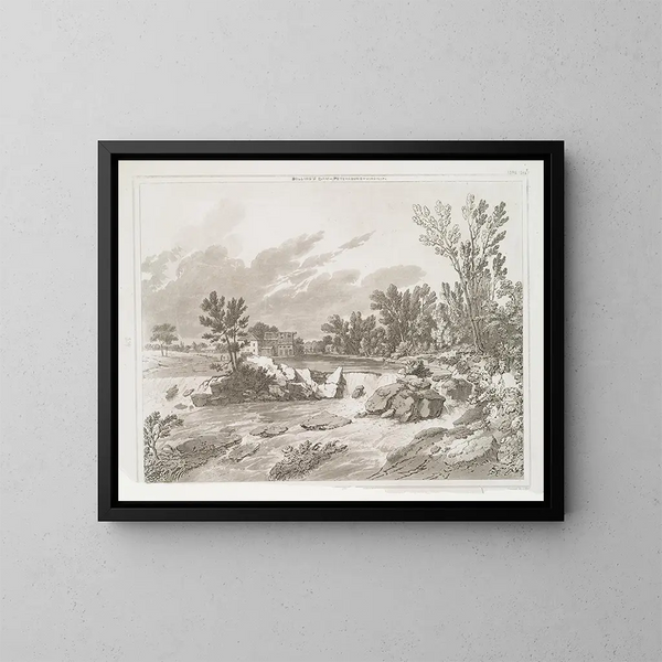 Il diga di Bolling vicino a Peterburgh, Virginia - Joshua Shaw — quadro incorniciato alla parete