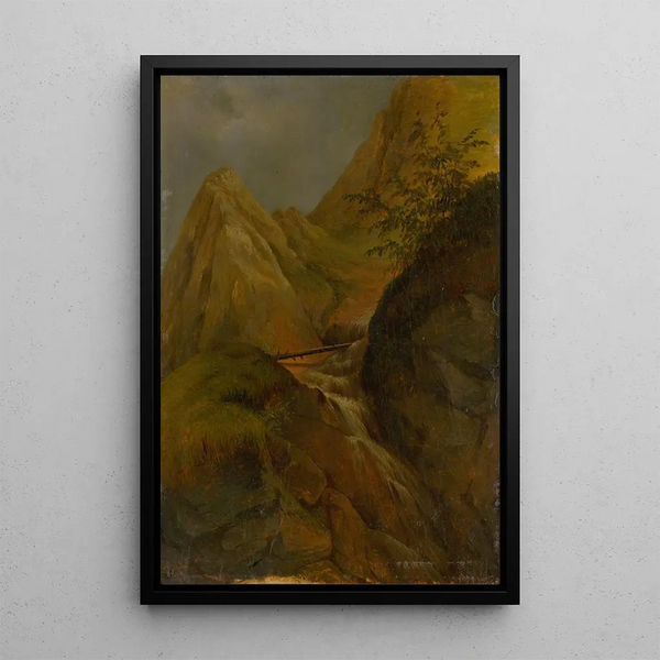Jozef Boetech Klemens - Mountain Landscape with a Waterfall.webp