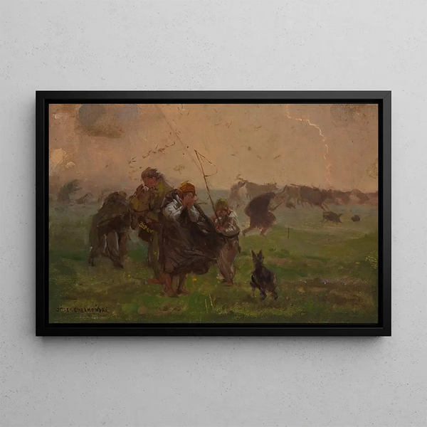Prima della tempesta, bozzetto per il quadro Tempesta - Józef Chełmoński — quadro incorniciato alla parete