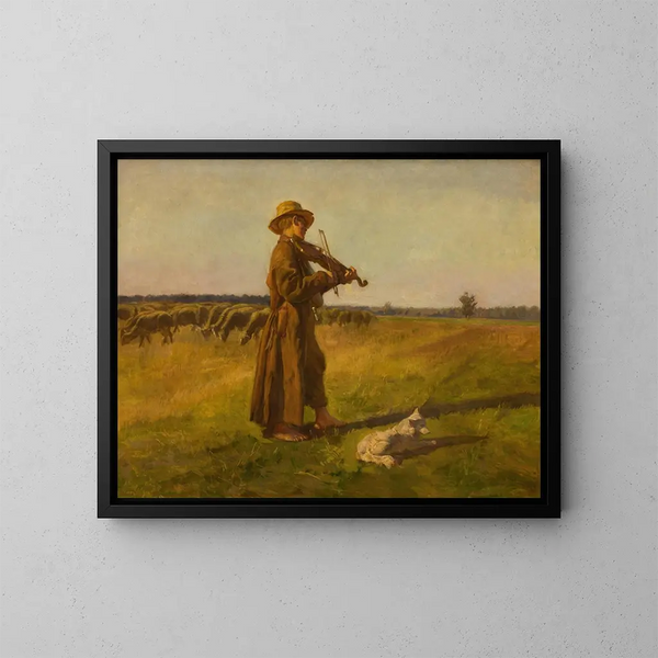 Il pescatore di mucche - Józef Chełmoński — quadro incorniciato alla parete