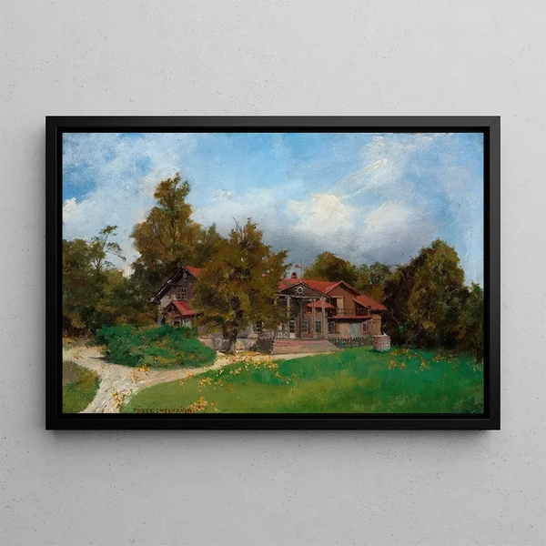 Villa dans le jardin Kuklwka - Józef Chełmoński — quadro incorniciato alla parete