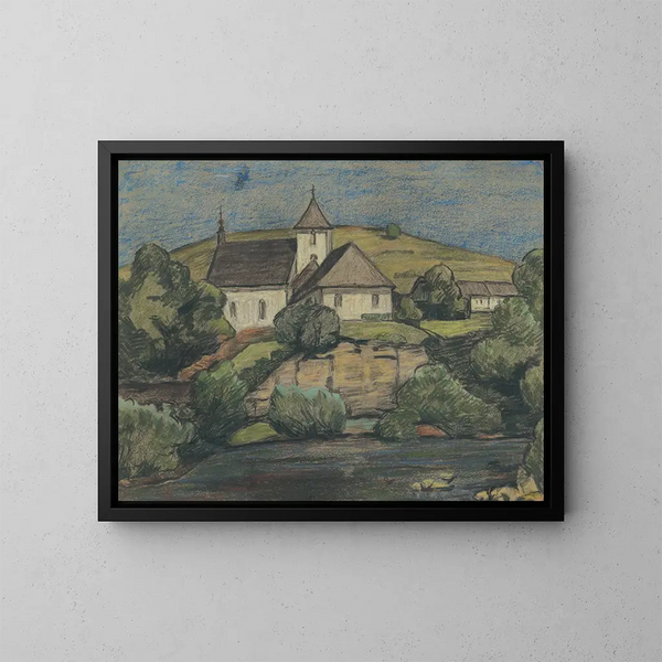 Vista dell'abbazia - Jozef Hanula — quadro incorniciato alla parete