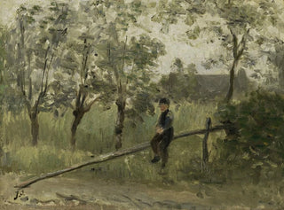 Ragazzo di campagna su una barriera di legno - Jozef Israëls — vista dell’opera