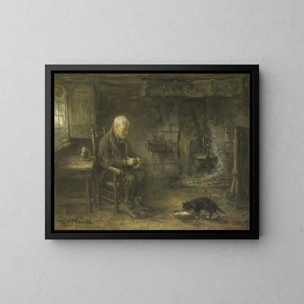 Interno di una capanna contadina - Jozef Israëls — quadro incorniciato alla parete
