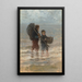 Due bambini che giocano nell'acqua - Jozef Israëls — quadro incorniciato alla parete