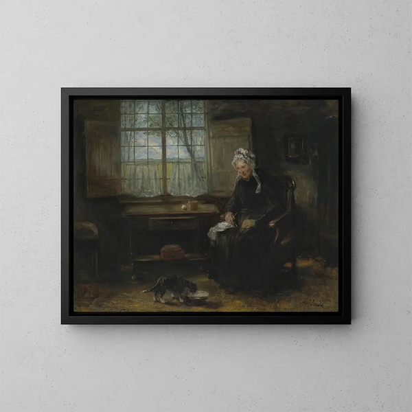 Una vecchia zitella - Jozef Israëls — quadro incorniciato alla parete