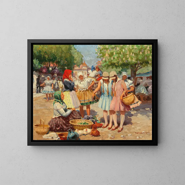 Al mercato - Jozef Teodor Mousson — quadro incorniciato alla parete