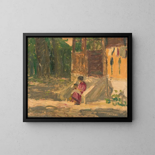 davanti a una casa - Jozef Teodor Mousson — quadro incorniciato alla parete