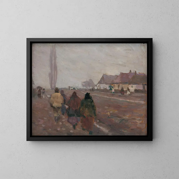 sulla strada del mercato di Michalovice - Jozef Teodor Mousson — quadro incorniciato alla parete