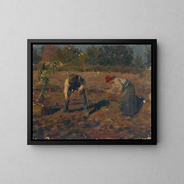 La raccolta delle patate - Jozef Teodor Mousson — quadro incorniciato alla parete