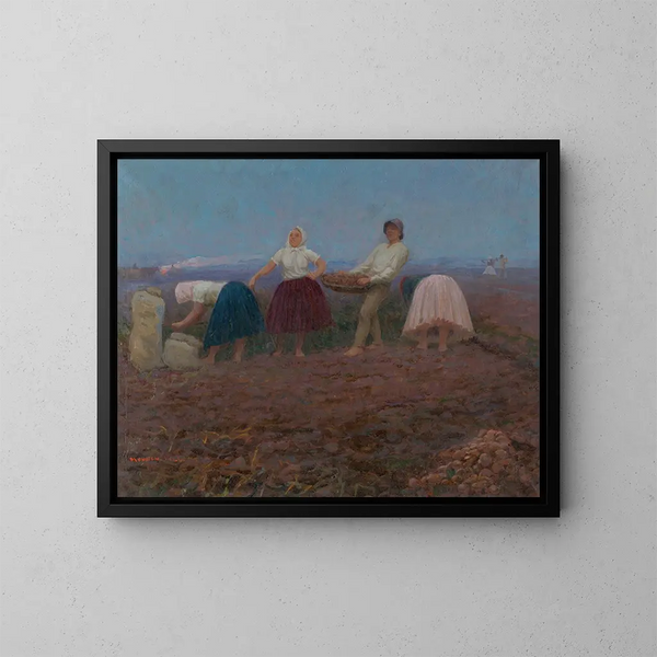 La raccolta delle patate - Jozef Teodor Mousson — quadro incorniciato alla parete