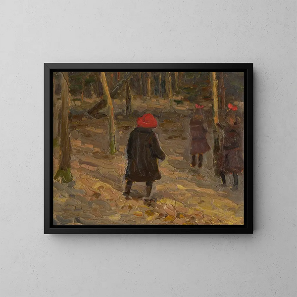 I bambini dell'artista nel parco - Jozef Teodor Mousson — quadro incorniciato alla parete