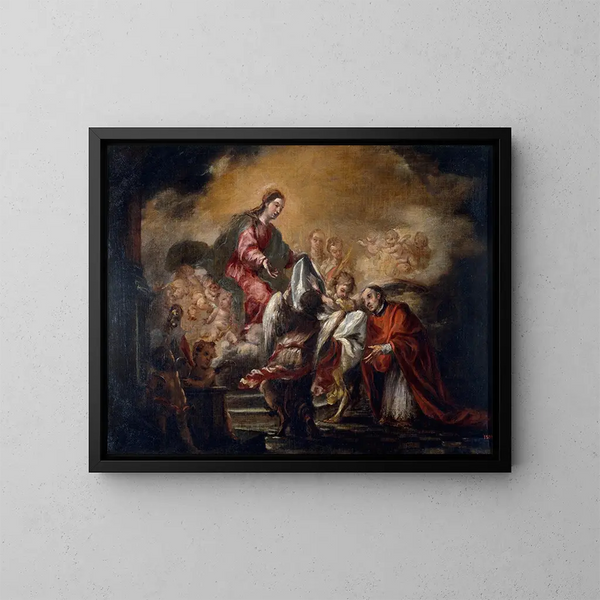 Imposizione della casula a San Ildefonso - Juan de Valdés Leal — quadro incorniciato alla parete