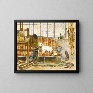 I cani dell'artista - Jules-Bertrand Gibert — quadro incorniciato alla parete