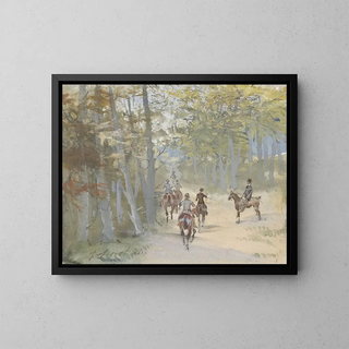 Jules Baron Finot - Boslandschap met ruiters.webp
