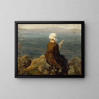 Jules Breton - Fileuse sur les rochers  Douarnenez.webp