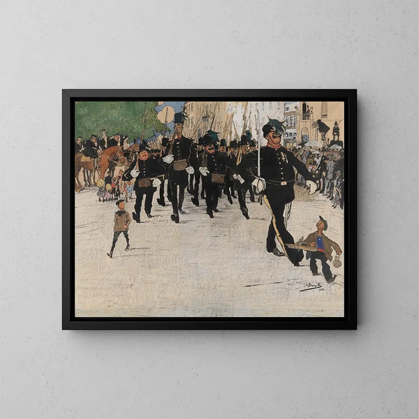 La parata della guardia borghese a Gand - Jules De Bruycker — quadro incorniciato alla parete