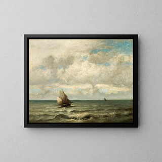 Un paesaggio marino - Jules Dupré — quadro incorniciato alla parete