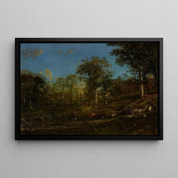 Vista dei pascoli del Limousin, Francia - Jules Dupré — quadro incorniciato alla parete