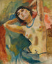 Brune con collana blu - Jules Pascin — vista dell’opera