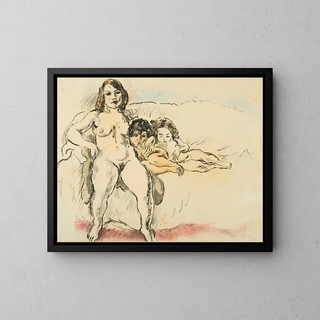 Donne e bambini - Jules Pascin — quadro incorniciato alla parete