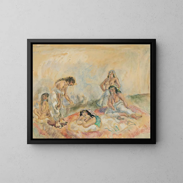 Donne in un salotto - Jules Pascin — quadro incorniciato alla parete