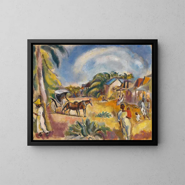 Paesaggio con figure e carriola - Jules Pascin — quadro incorniciato alla parete