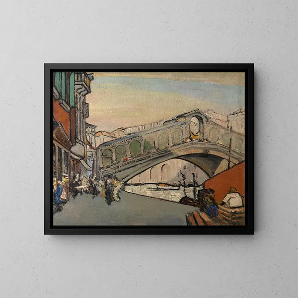 Il ponte di Rialto a Venezia - Jules Schmalzigaug — quadro incorniciato alla parete