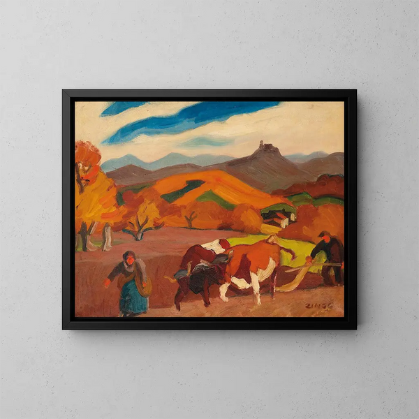 Scène di lavoro - Jules Émile Zingg — quadro incorniciato alla parete