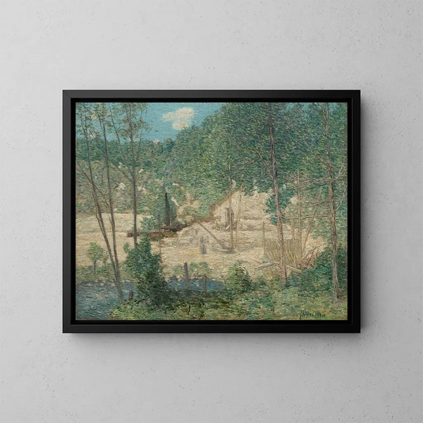 La costruzione della diga - Julian Alden Weir — quadro incorniciato alla parete