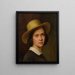 Autoritratto con un cappello di paglia - Julie Wilhelmine Hagen-Schwarz — quadro incorniciato alla parete