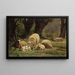 Pecore al pascolo in una radura boschiva - Juliette Peyrol-Bonheur — quadro incorniciato alla parete