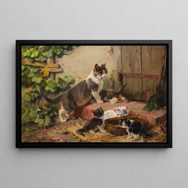 Julius Adam the younger - Katzenfamilie am Milchnapf.webp