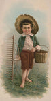Piccolo ragazzo con cappello di paglia, cesto e rastrello - Julius Bien Company — vista dell’opera