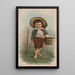 Piccolo ragazzo con cappello di paglia, cesto e rastrello - Julius Bien Company — quadro incorniciato alla parete