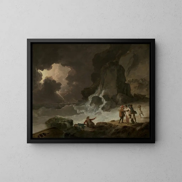 Una tempesta dietro l'isola di Wight - Julius Caesar Ibbetson — quadro incorniciato alla parete