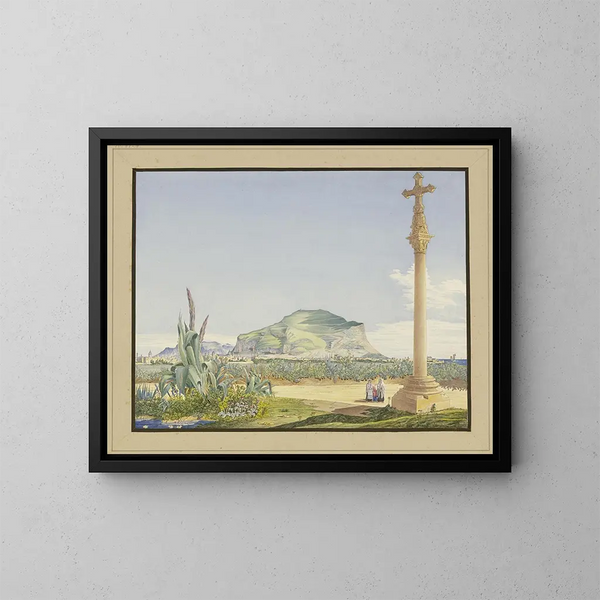 Paesaggio siciliano con il monte Pellegrino - Julius Eugen Ruhl — quadro incorniciato alla parete