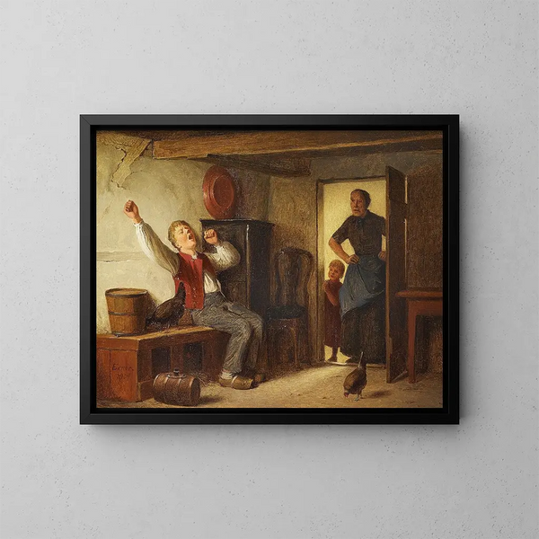 Il ragazzo pigro - Julius Exner — quadro incorniciato alla parete