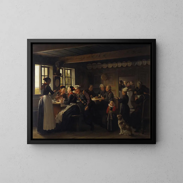 Episodio di una gilda ad Amager - Julius Exner — quadro incorniciato alla parete