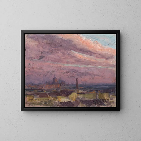Cielo della sera su Monaco - Julius Exter — quadro incorniciato alla parete