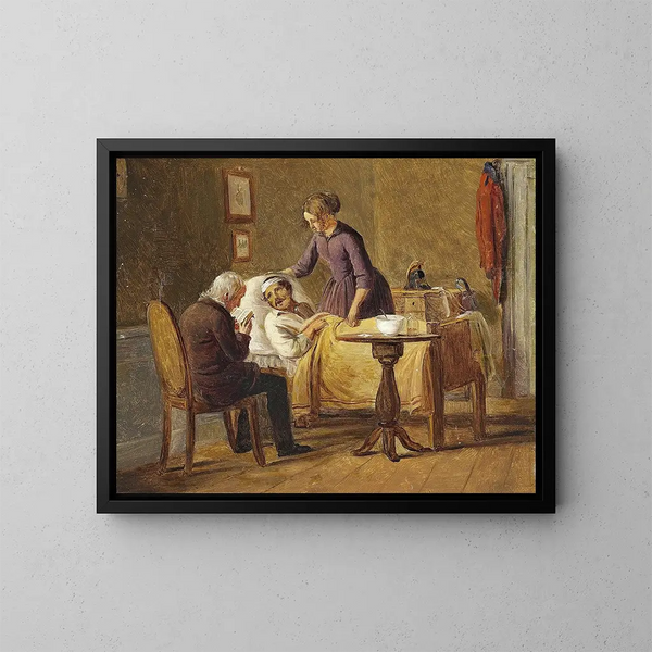 Il soldato ferito - Julius Friedländer — quadro incorniciato alla parete