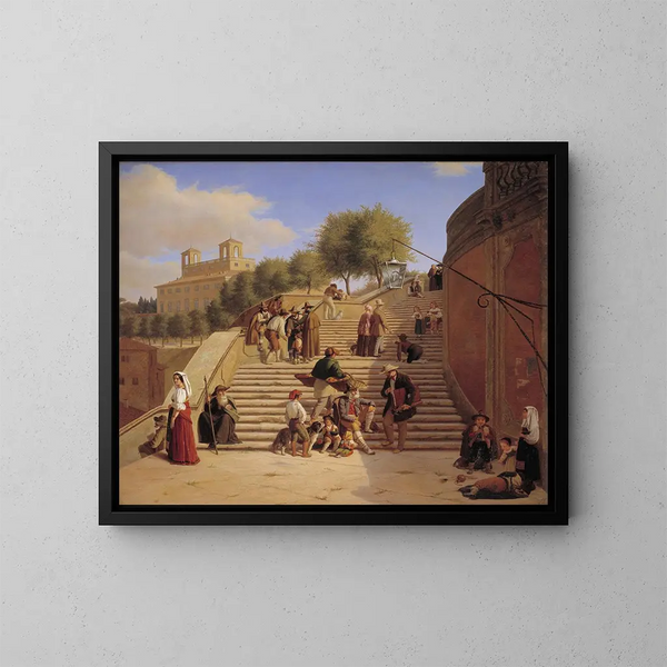 Le scale spagnole a Roma - Julius Friedländer — quadro incorniciato alla parete