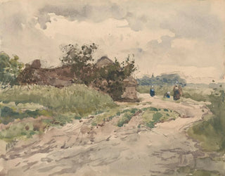 Strada rurale con alcune figure che conducono a una fattoria - Julius Jacobus van de Sande Bakhuyzen — vista dell’opera