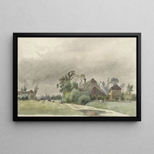 Julius Jacobus van de Sande Bakhuyzen - Vaart leidend naar een boerderij.webp