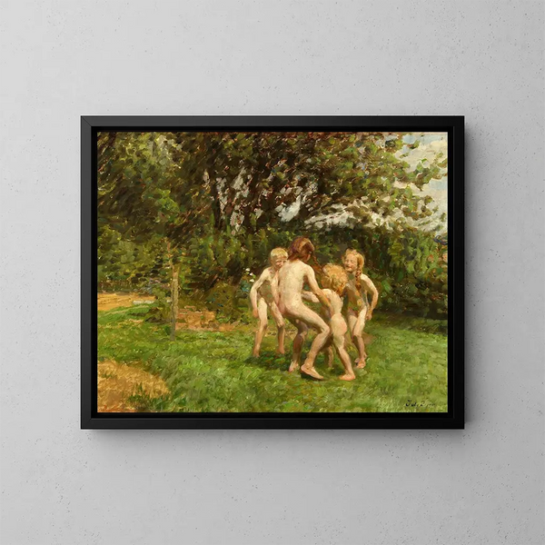Danza circolare a Græsted - Julius Paulsen — quadro incorniciato alla parete