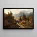 Un Mulino di Montagna con Pescatore a un Ruscello - Julius Rose — quadro incorniciato alla parete
