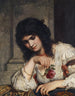 Dama sul seno con una rosa - Julius Schrader — vista dell’opera